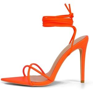 Fluorescent Orange Strappy Heels